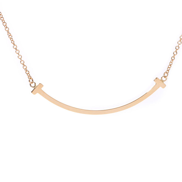 Tiffany T Smile Mini Ladies K18 Yellow Gold Necklace TIFFANY&Co. Used