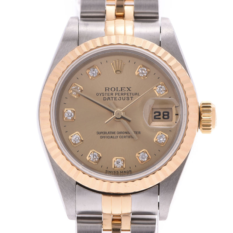 ROLEX Rolex Datejust 10P Diamond 69173G Ladies YG/SS Watch Automatic Winding Champagne Dial A Rank Used Ginzo