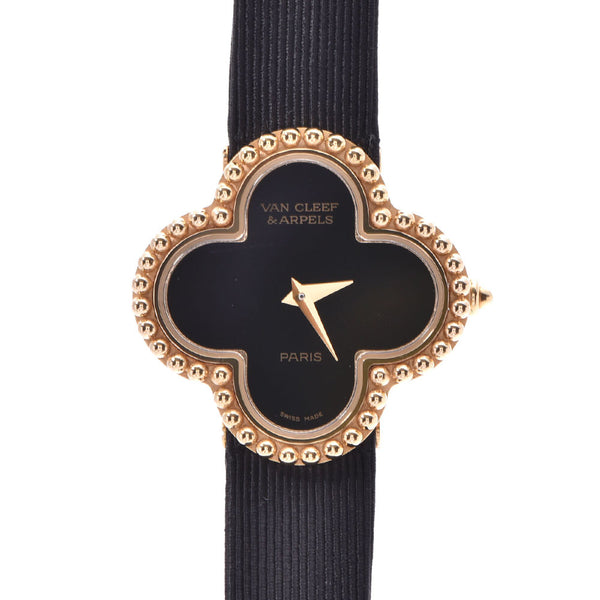Van Cleef & Arpels Van Cleef & Arpels Alhambra Onyx Ladies YG/Leather Watch Quartz Black Dial AB Rank Used Ginzo