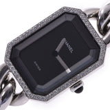 CHANEL Premiere Bezel Diamond Size M H0495 Ladies SS Watch Quartz Black Dial A Rank Used Ginzo