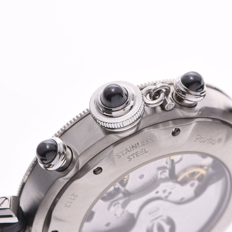 CARTIER カルティエ パシャ 38mm クロノ 2004年クリスマス限定 W3107355 ボーイズ SS/革 腕時計 自動巻き グレー文字盤 ABランク 中古 銀蔵
