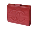 CHANEL Chanel pouch wallet red gold metal fittings Lady's caviar skin folio wallet AB rank used silver storehouse