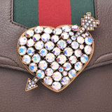 GUCCI Gucci totem heart crystal brown 500756 lady's calf shoulder bag newly used goods silver storehouse