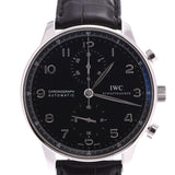 IWC SCHAFFHAUSEN アイダブリューシー シャフハウゼン ポルトギーゼ クロノ IW371447 メンズ SS/革 腕時計 自動巻き 黒文字盤 Aランク 中古 銀蔵