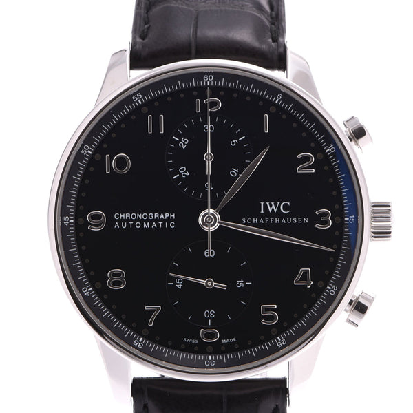 IWC schafffhausen IDA Brian shahuhausen Porte gioy Chrono IW 371447 Mens SS / leather watch automatic