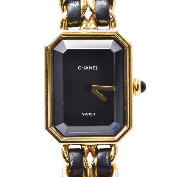 CHANEL 香奈儿顶级尺寸 XL H0001 女士 GP/皮革手表石英黑色表盘 B 级二手银藏