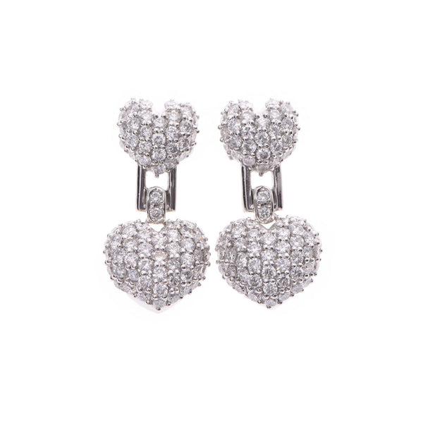 Sonia Rykiel Diamond 1.50/1.50ct Heart Earrings Ladies PT900/PT955 (Platinum) Earrings A Rank Used Ginzo