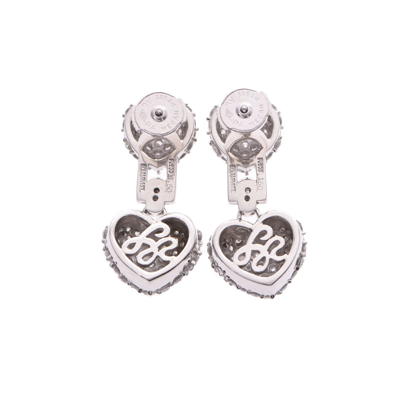 Sonia Rykiel Diamond 1.50/1.50ct Heart Earrings Ladies PT900/PT955 (Platinum) Earrings A Rank Used Ginzo