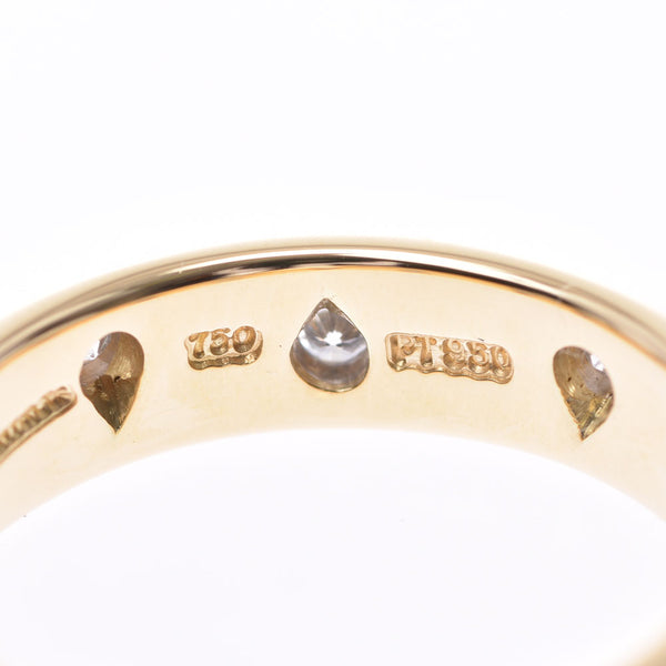 蒂芙尼公司 Tiffany dot ring#9女士Pt950铂金K18黄金10P钻石戒指No.9二手