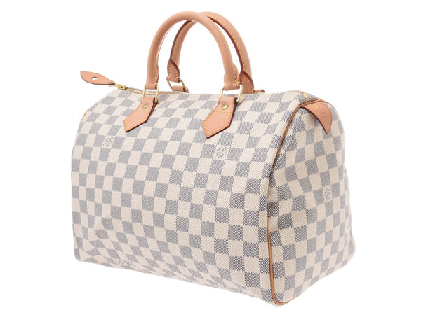 Louis Vuitton Damier speedy 30 white n41533 Unisex handbag a rank Silver