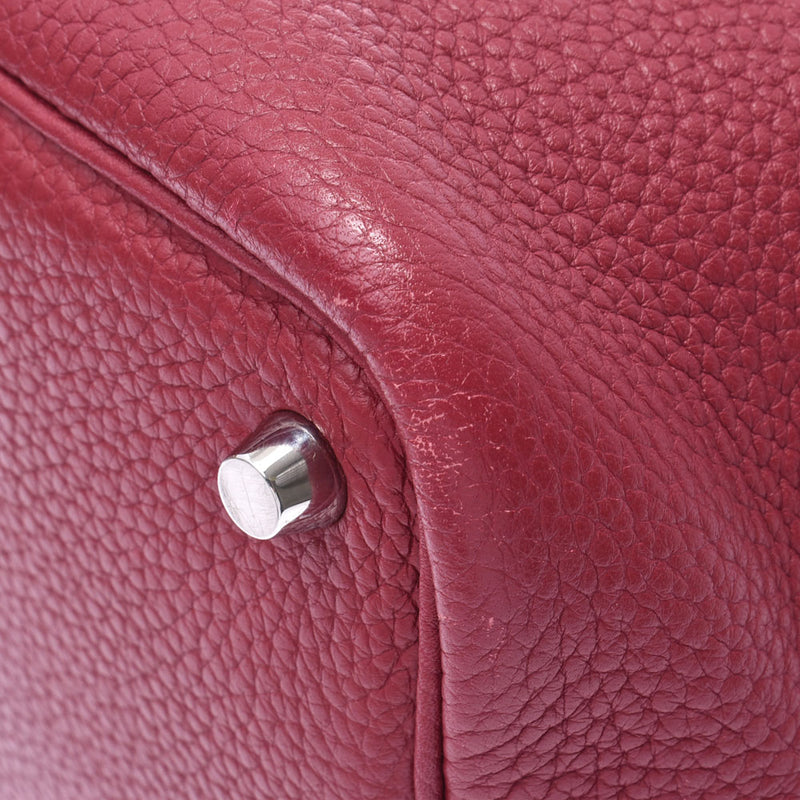 HERMES Hermes Picotan Lock PM Ruby Silver Hardware □N Engraved (around 2010) Engraved Ladies Taurillon Clemence Handbag Used