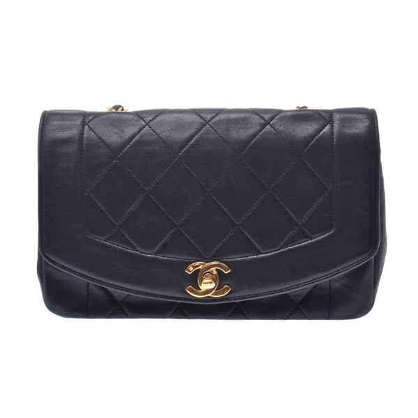 Chanel Matrasse Chain Shoulder Bag Diana Black Gold Hardware Ladies Lambskin Shoulder Bag CHANEL Used