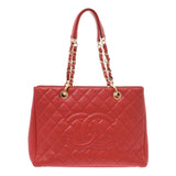 Chanel GST Red Gold Hardware Ladies Caviar Skin Tote Bag CHANEL Used