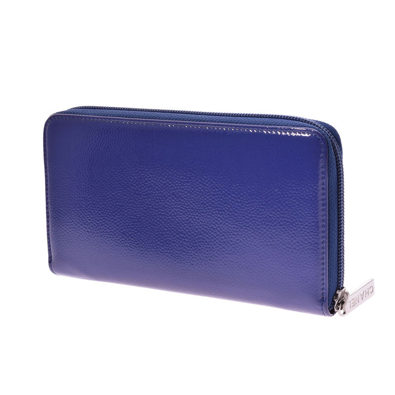 Chanel Round Zipper Wallet Coco Mark Purple Women's Enamel Wallet CHANEL Used