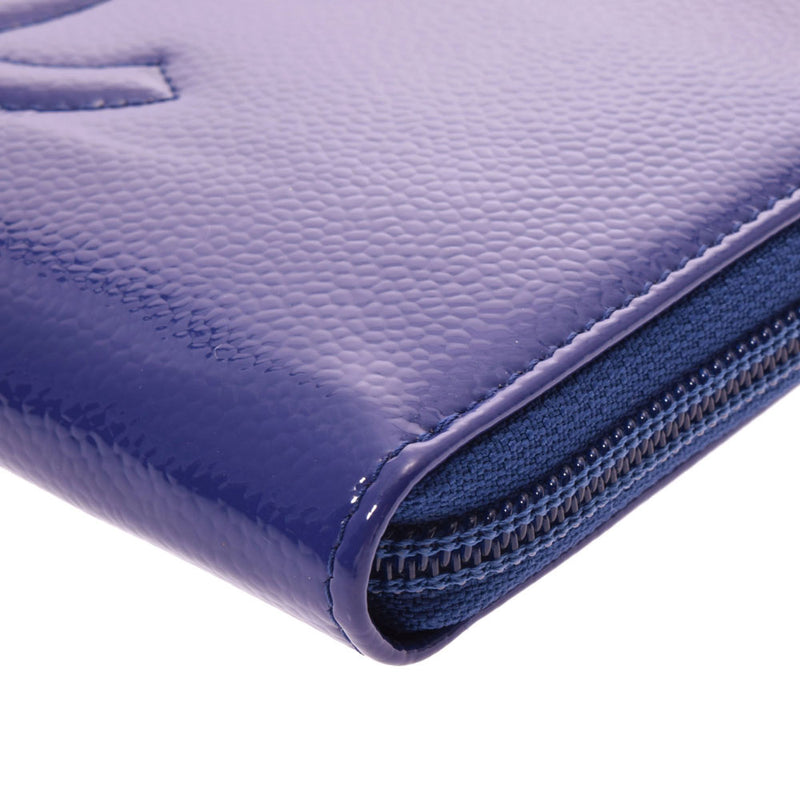 Chanel Round Zipper Wallet Coco Mark Purple Women's Enamel Wallet CHANEL Used