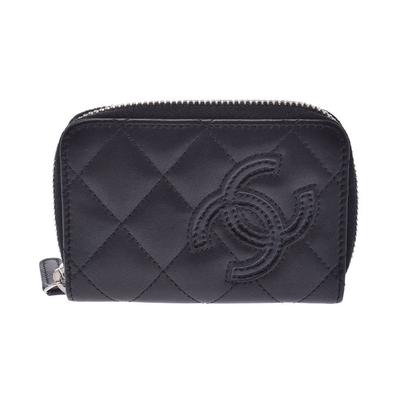 CHANEL CHANEL MATRASSE Coco Mark Black Silver Hardware Ladies Calf Coin Case Used