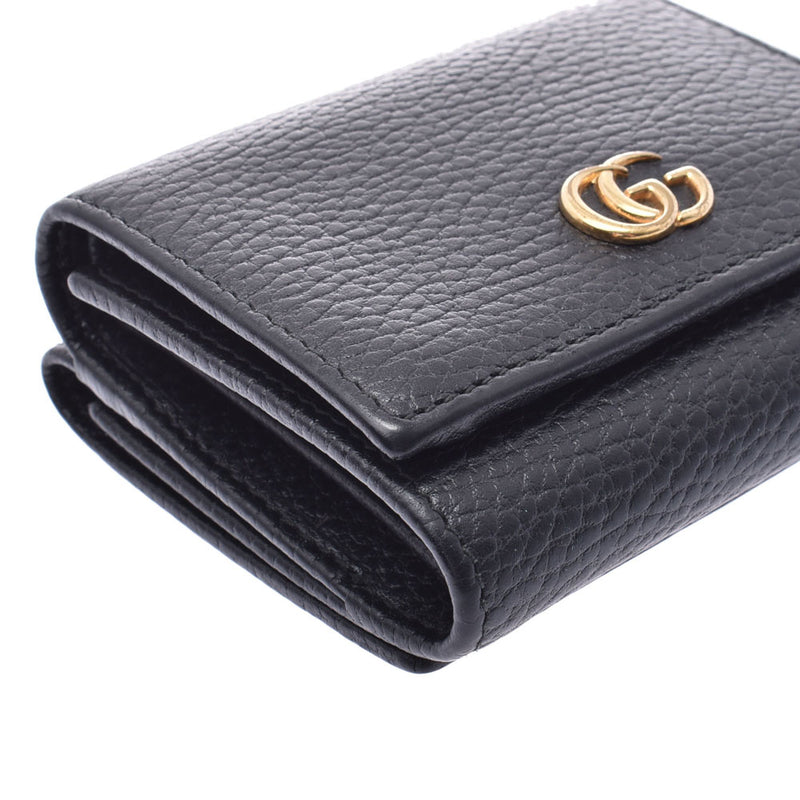 グッチコンパクトウォレット 黒 レディース カーフ 三つ折り財布