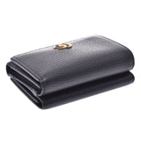 GUCCI Gucci Compact Wallet Black Ladies Calf Tri-fold Wallet Used