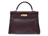 HERMES Hermes Kelly, 32 inside of Kelly, bag, gold, gold, gold, Ladies, Vagerver, handbag, AB, used silver, handbag, handbag.