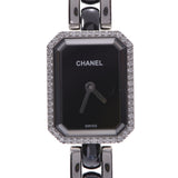 CHANEL Premiere Bezel Diamond H2163 Ladies SS/Black Ceramic Watch Quartz Black Dial A Rank Used Ginzo