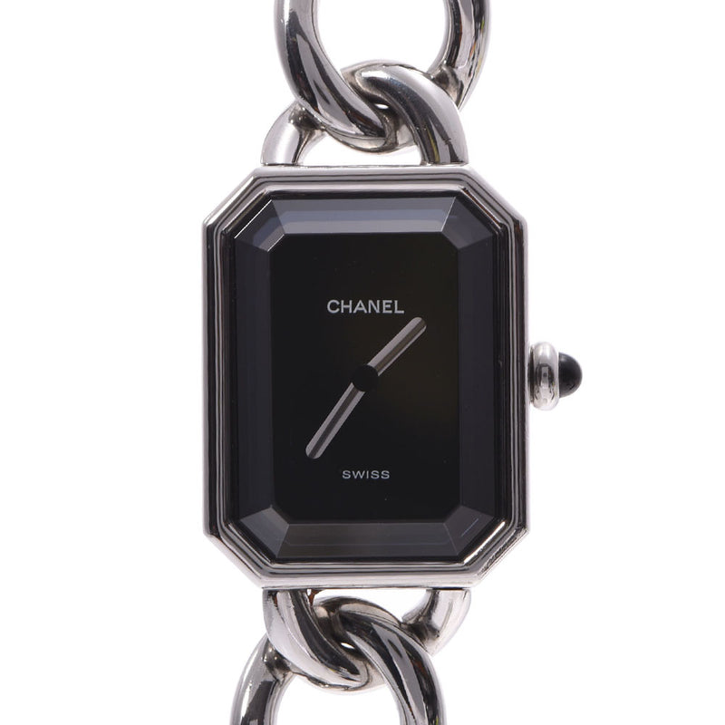 CHANEL シャネル プルミエール Lサイズ レディース SS 腕時計 クオーツ 黒文字盤 Aランク 中古 銀蔵