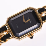 CHANEL Chanel Premier Size M H0001 Ladies GP/Leather Watch Quartz Black Dial B Rank Used Ginzo