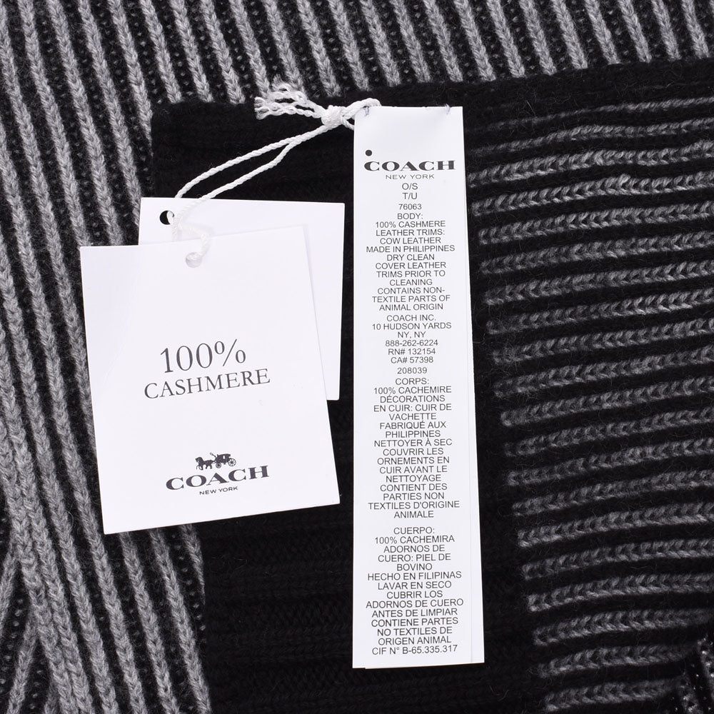 コーチ 黒/グレー ユニセックス カシミヤ マフラー F76063 COACH