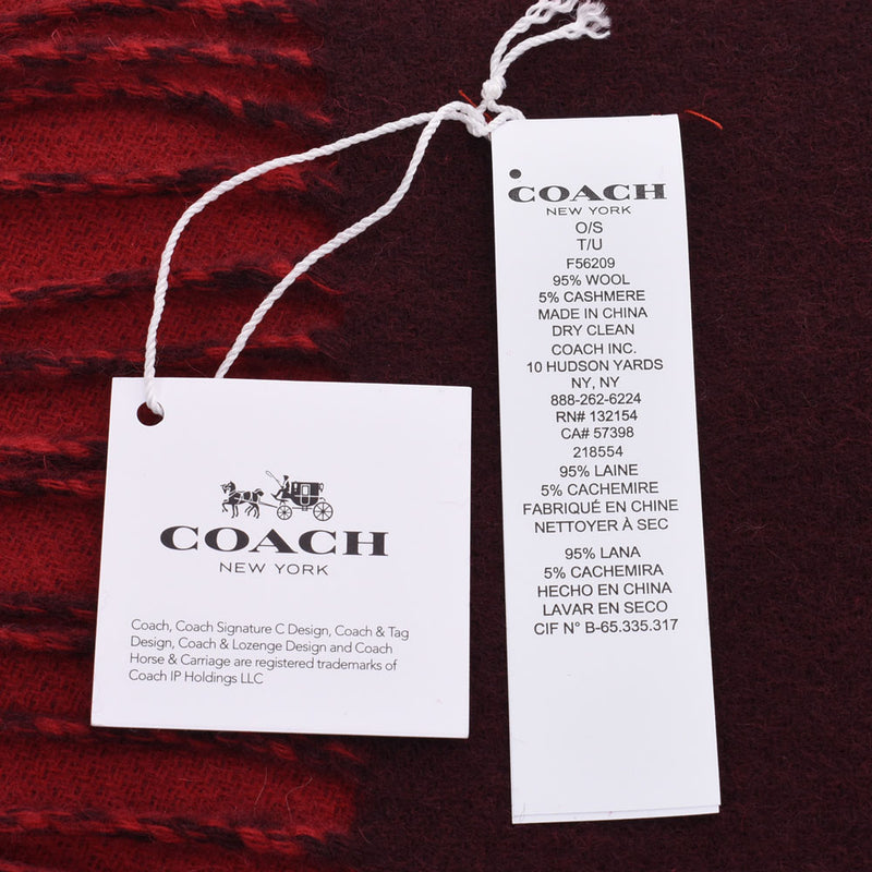 COACH coach red unisex ladies 95% wool 5% cashmere muffler F56209