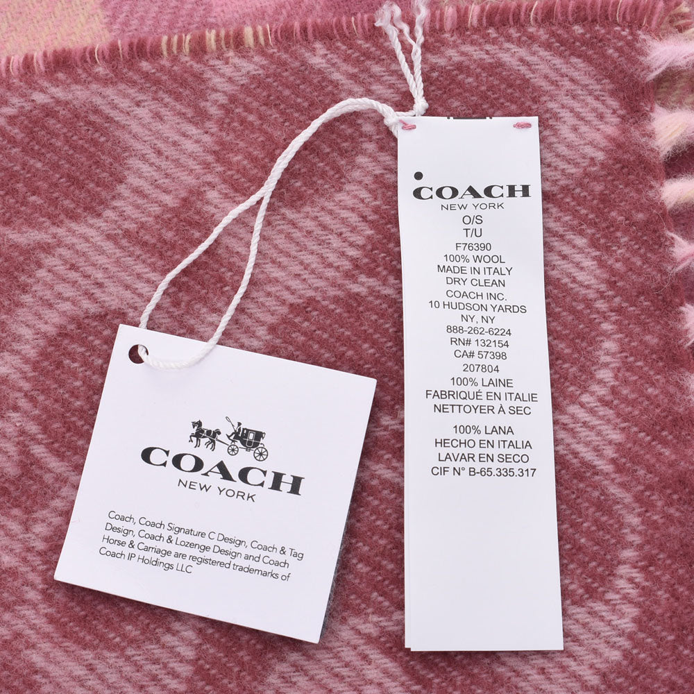 COACH コーチ マフラー  ロゴ/フリンジ    ボルドー/ピンク レディース / 240001187237 中古・古着通販】COACH (コーチ) マフラー ピンク｜ブランド・古着通販