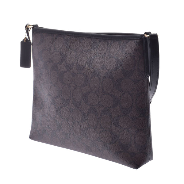 COACH Coach Signature Flat Dark Brown/Black Unisex PVC/Leather Shoulder Bag F29210