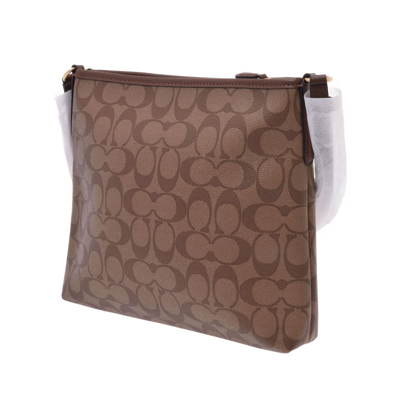 COACH Coach Signature Flat Outlet Beige/Brown Unisex PVC/Leather Shoulder Bag F29210