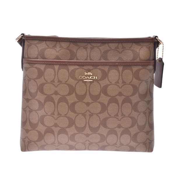 COACH coach signature flat brown unisex PVC/ leather shoulder bag F29210