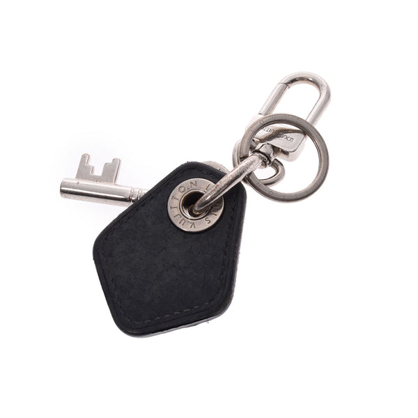 LOUIS VUITTON Louis Vuitton Key Motif Black Silver Bracket Men's SV/Leather Keychain Used