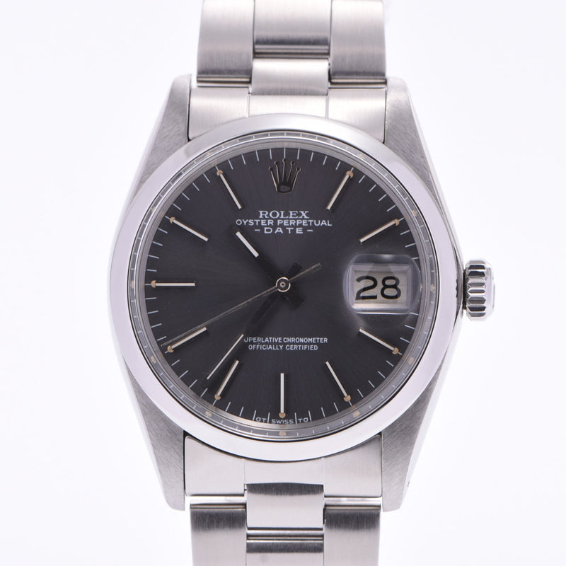 ROLEX ロレックスオイスターパーペチュアルデイトアンティーク 1,500baud is SS watch self-winding watch gray clockface AB rank used silver storehouse