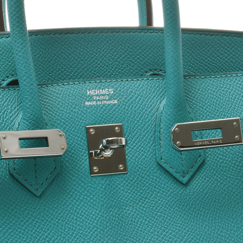 HERMES Hermes Birkin 25 Blue Paon Silver Hardware □P stamped (around 2012) stamped Ladies Vow Epson handbag used