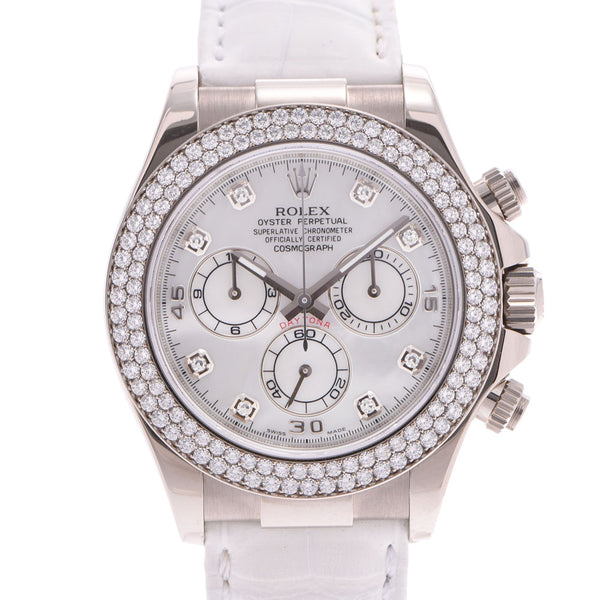 劳力士（Rolex）劳力士Daytona 8P Diamond Bezel Diamond Mens WG / Leather / Diamond Watch 116589RBR二手