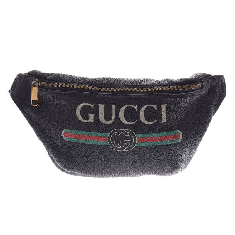 GUCCI グッチグッチプリント ベルトバッグ 
 黒 メンズ レザー/キャンバス ボディバッグ
 493869 
 中古