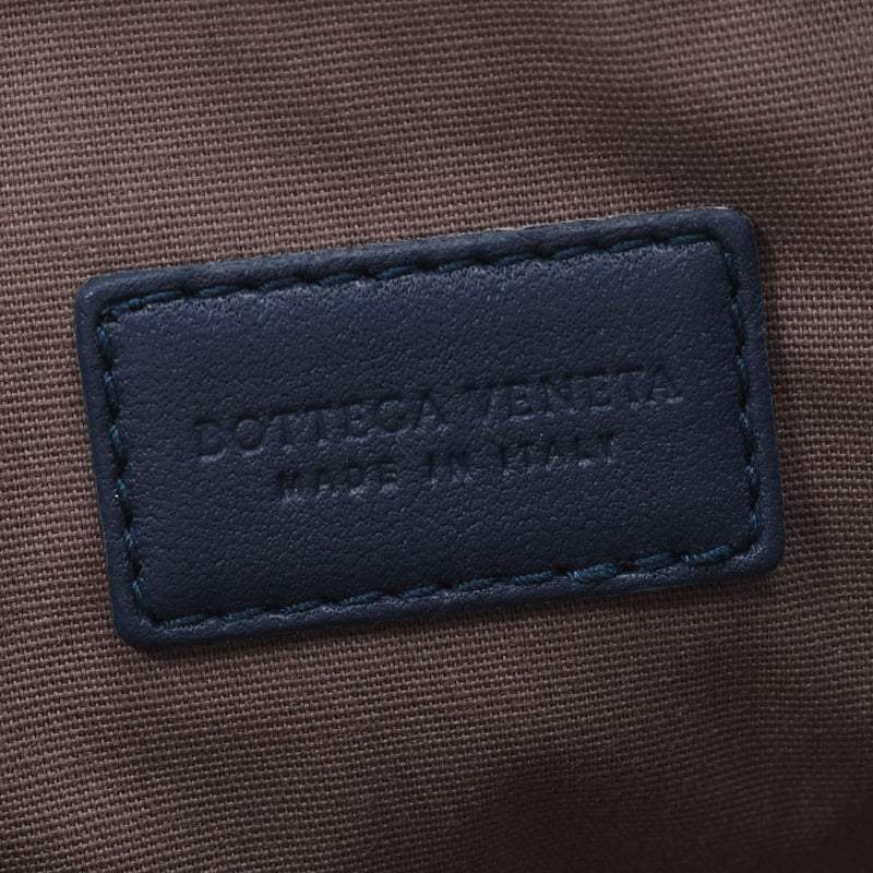 BOTTEGAVENETA Bottega Veneta Intrecciato Dark Blue Unisex Leather Pouch Used