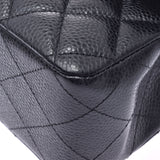 CHANEL chain shoulder bag double flap 14143 black silver hardware ladies caviar skin shoulder bag used