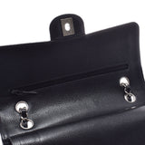 CHANEL chain shoulder bag double flap 14143 black silver hardware ladies caviar skin shoulder bag used