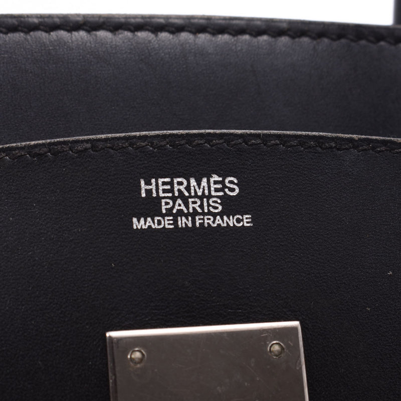 30 HERMES Hermes Birkin orange / black silver metal fittings □ J carved seal (about 2006) carved seal レディースボックスカーフトワルポタモスハンドバッグ    Used