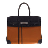 HERMES Hermes Birkin 30 Orange / Black Silver Golden Inscription(c。2006)Ladies Boxcarf,Twarpotamus手提包,使用