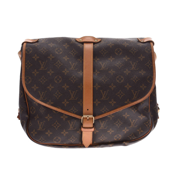 LOUIS VUITTON Louis Vuitton Saumur 35 14145 brown gold metal fittings unisex monogram canvas shoulder bag M42254 used