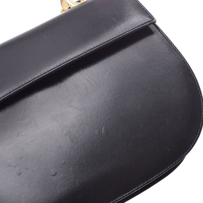 Salvatore Ferragamo Ferragamo Gancini Black Gold Hardware Ladies Calf Shoulder Bag Used