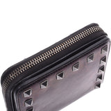 Valentino Compact Wallet Studs Black Unisex Calf Bi-fold Wallet Used