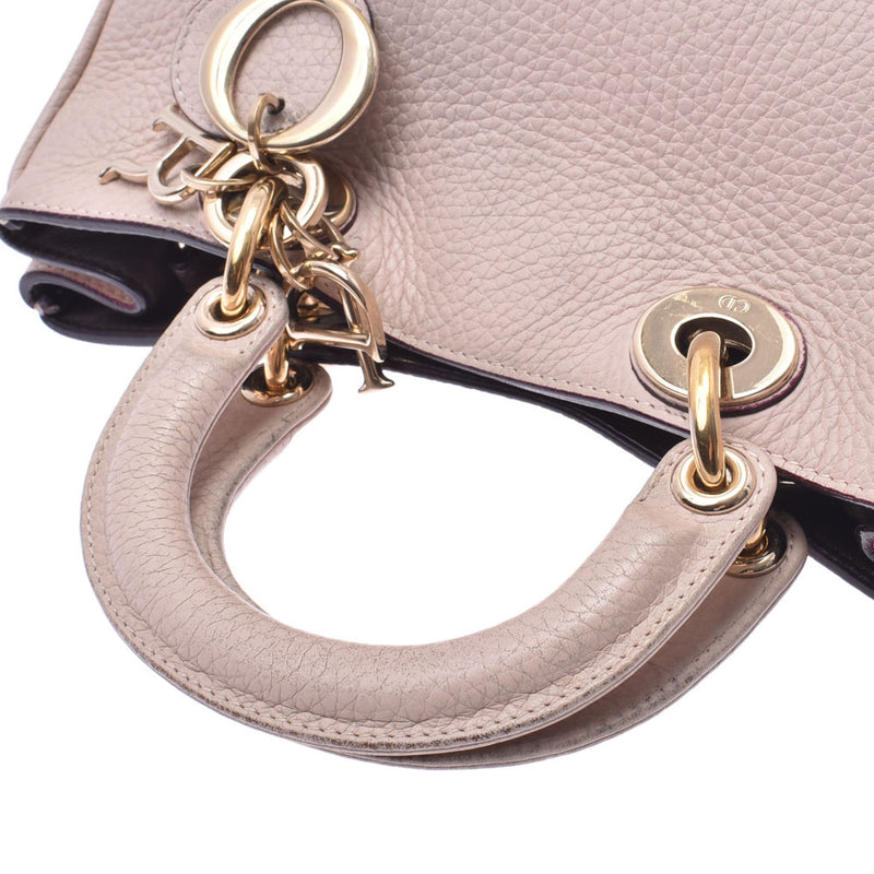 Christian Dior Christian Dior Diorissimo Mini Pink Beige Gold Hardware Ladies Calf 2WAY Bag Used