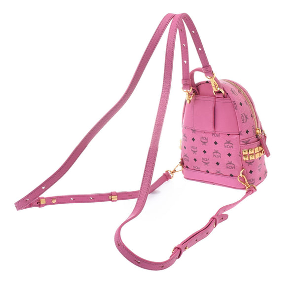 MCM msiem背包迷你镶嵌粉红色妇女背包背包使用