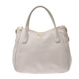 PRADA Prada Handbag White Ladies Calf 2WAY Bag Used
