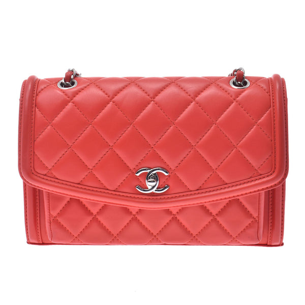 CHANEL Chanel Matrasse chain shoulder bag red silver hardware ladies calf shoulder bag used