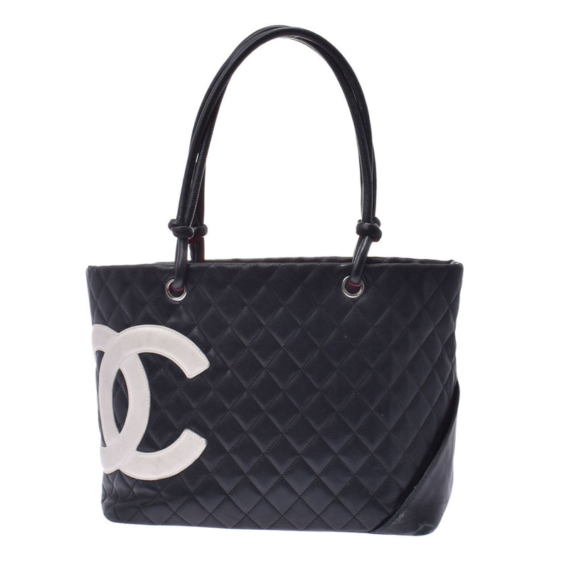 CHANEL シャネルラージ　 
 14132 黒/白 レディース ラムスキン トートバッグ
 
 中古